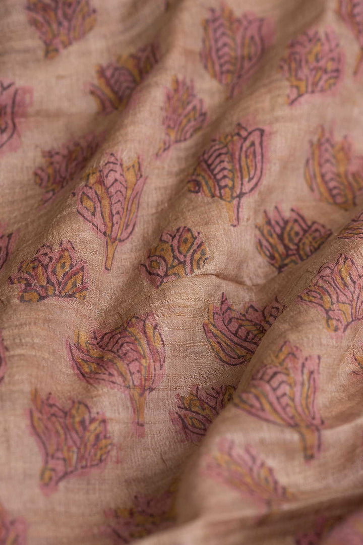 Block Printed Tussar Fabric - Matkatus 