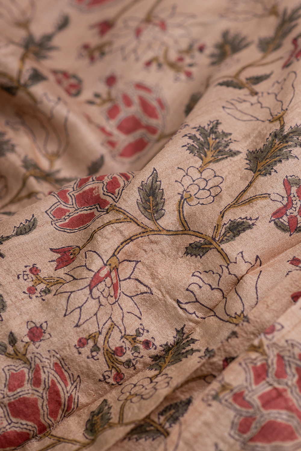 Block Printed Tussar Fabric - Matkatus 