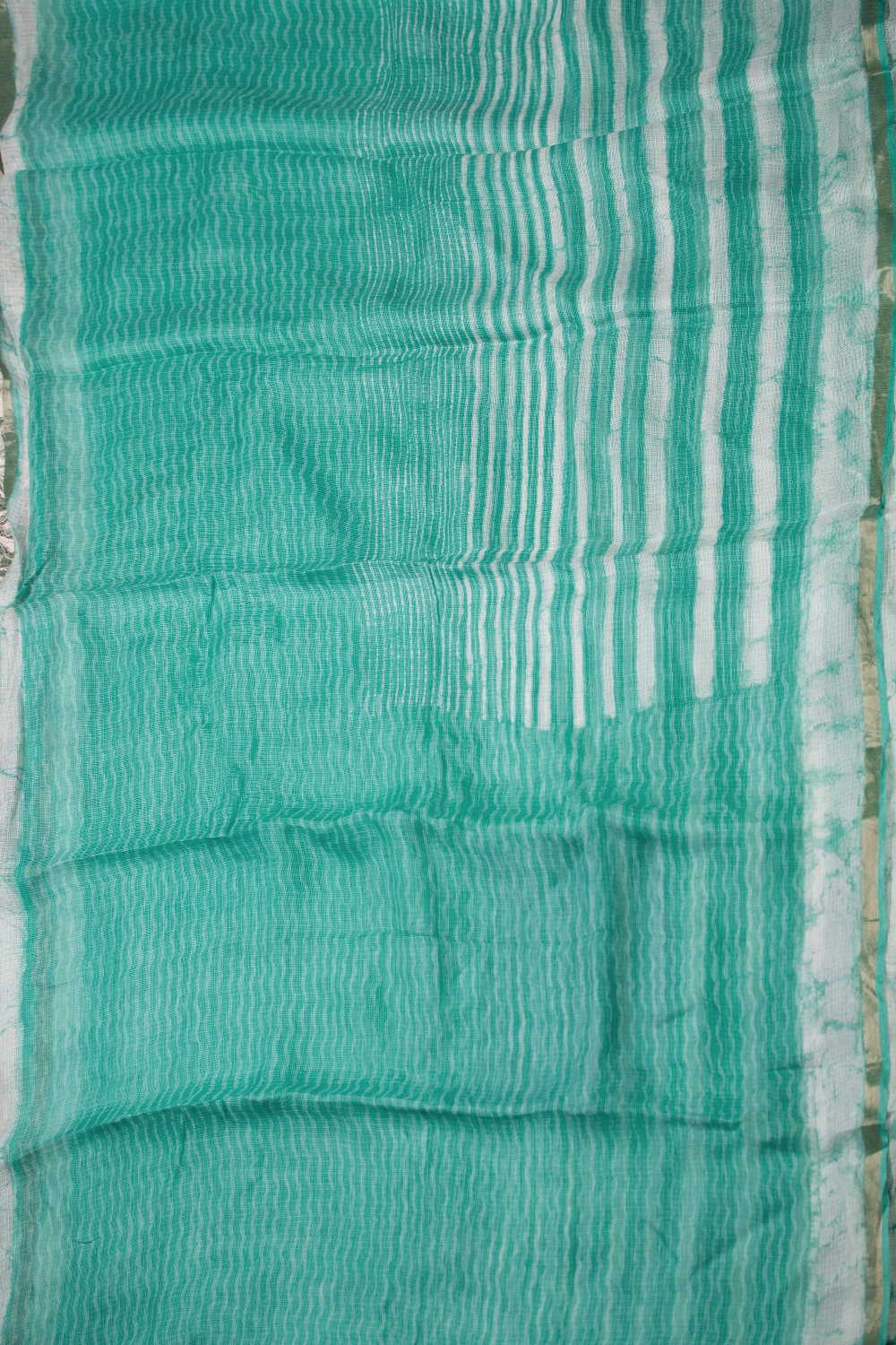 Green Block Printed Kota Silk saree