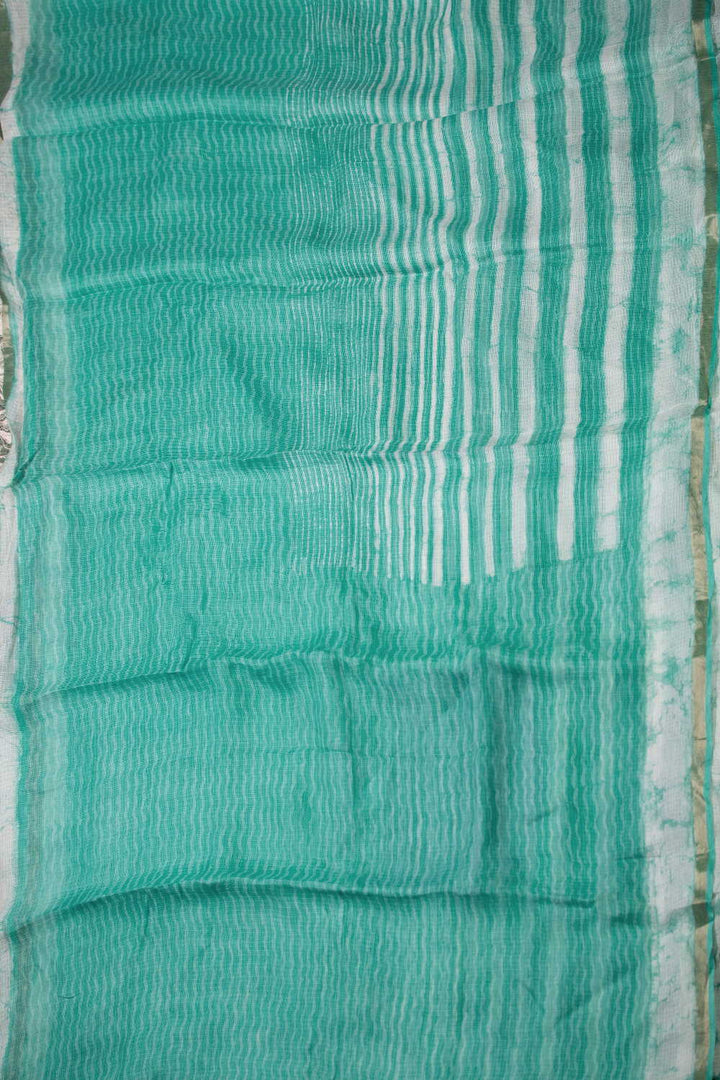 Green Block Printed Kota Silk saree