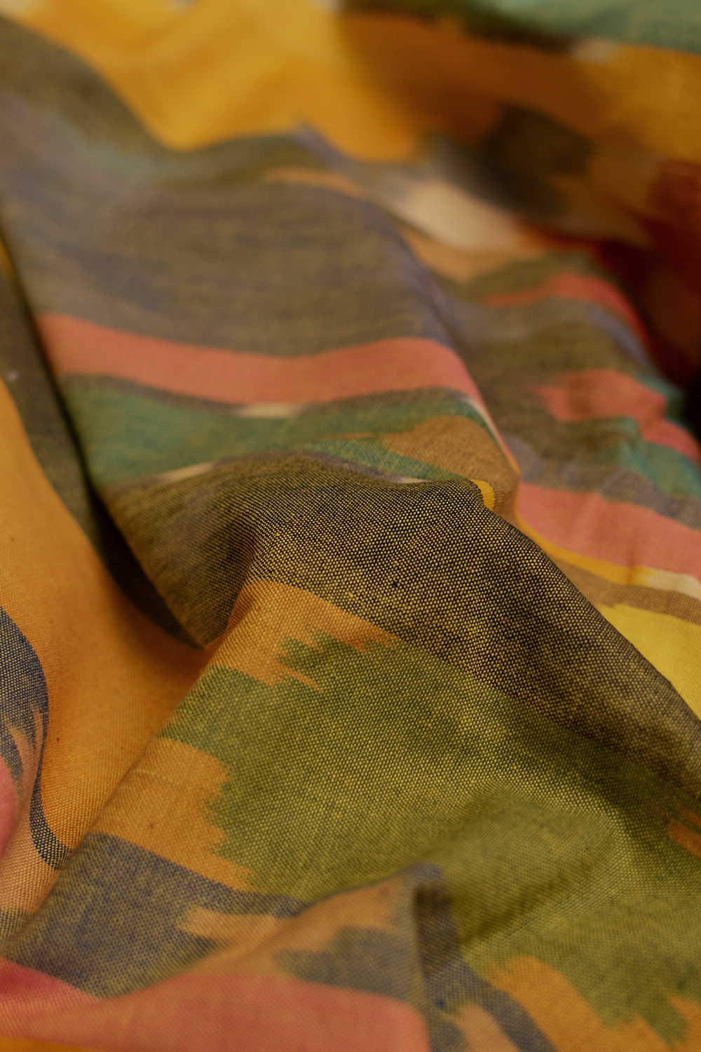 Multi-Color pattern Ikat Cotton Fabric - 1m