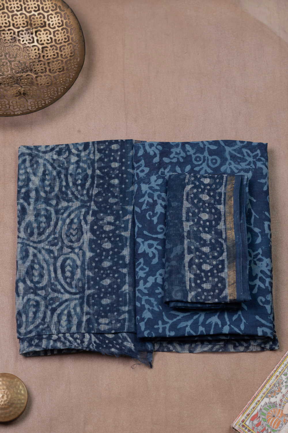 Paisley - Indigo Block Printed Kota Cotton Suit