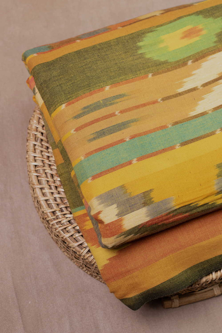 Multi-Color pattern Ikat Cotton Fabric - 1m