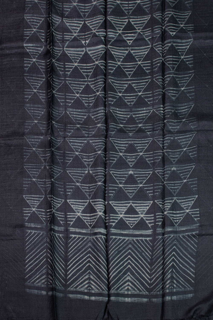 Grey Patterned Shibori Tussar  Top & Dupattas