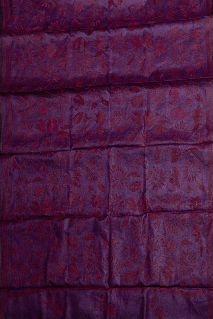 Pink with Maroon Floral Kantha Tussar Dupatta