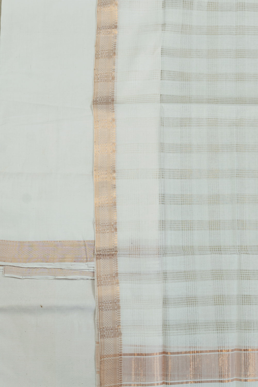 Creamy Off-White Mangalagiri Cotton Full Suit
