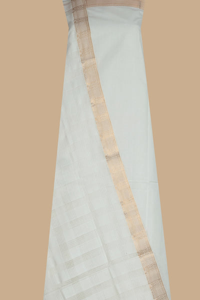 Creamy Off-White Mangalagiri Cotton Full Suit