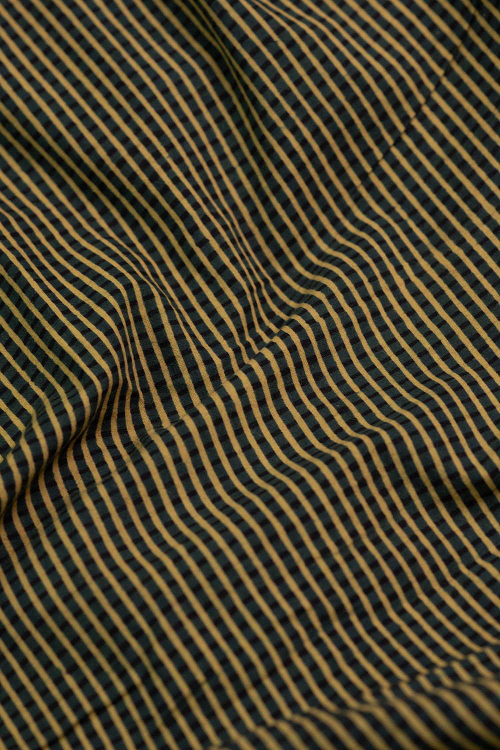 Yellow Checks on Green Ajrak Cotton Fabric