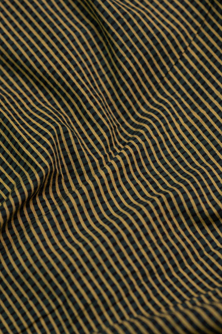 Yellow Checks on Green Ajrak Cotton Fabric