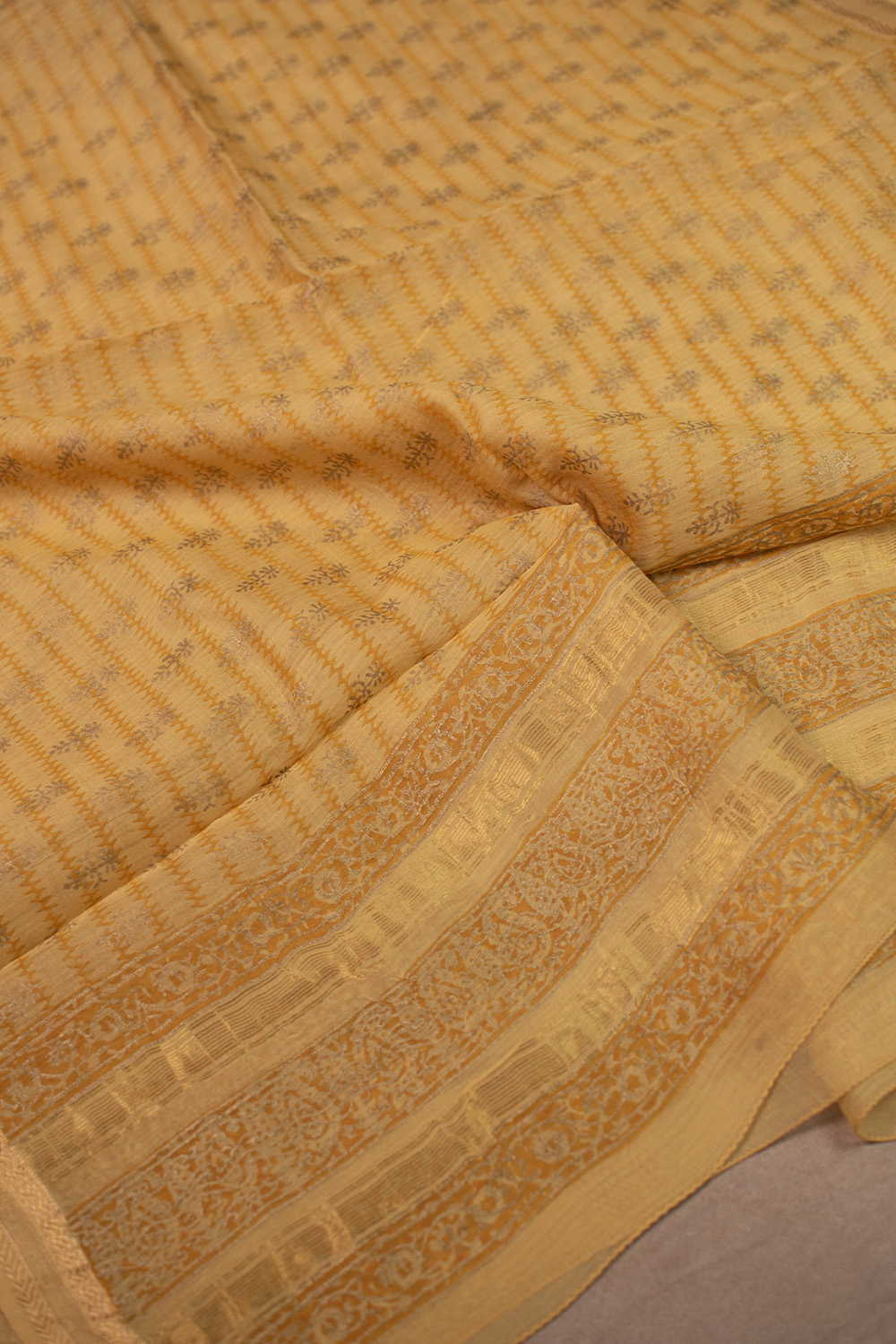 Shades of Yellow Block Printed Chanderi Dupatta