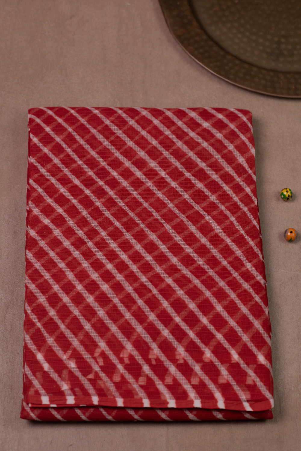 Red Leheriya Kota Cotton saree