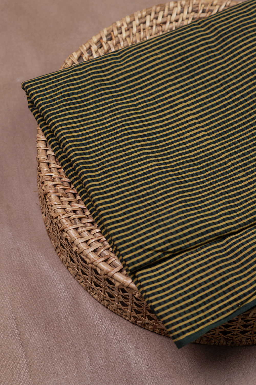 Yellow Checks on Green Ajrak Cotton Fabric