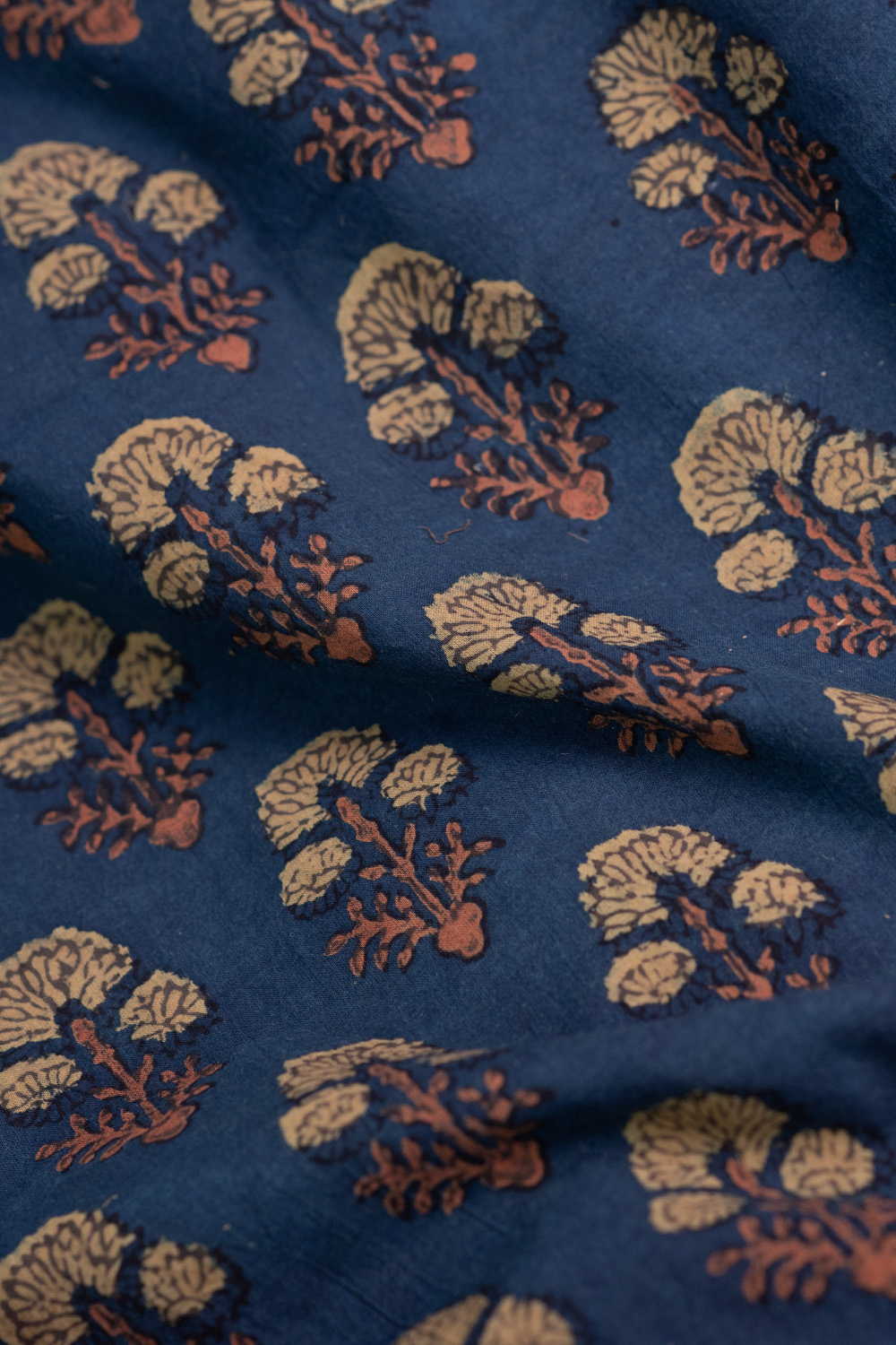 Tri Floral Butta Ajrak Cotton Fabric