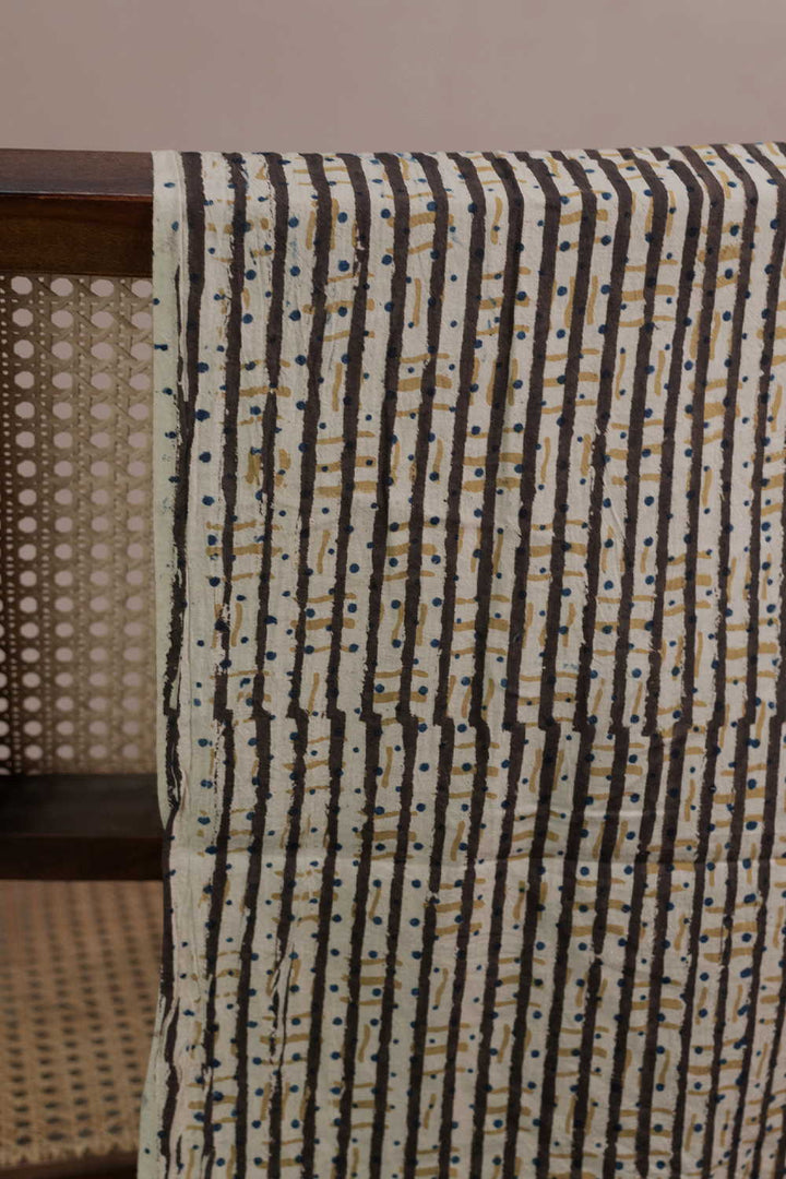 Stripe Pattern Ajrak Cotton Fabric -  0.55m
