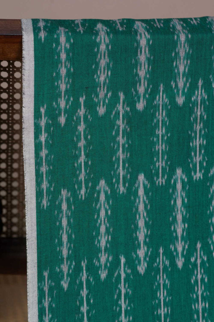 Pattern on Green Ikat Cotton Fabric