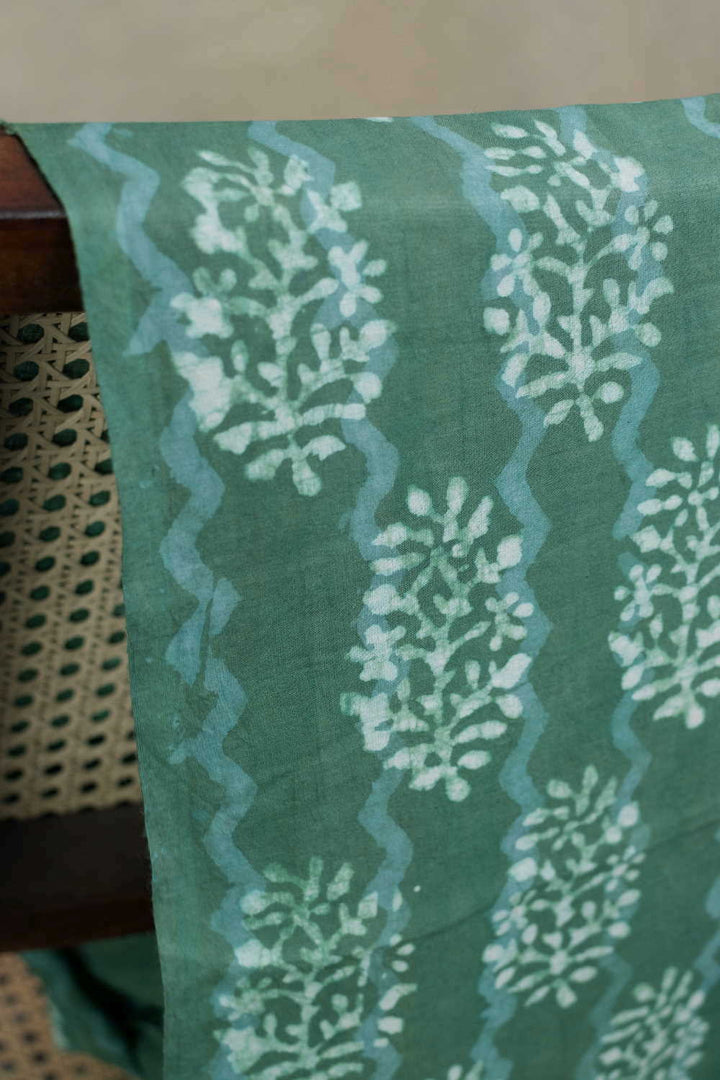Pickle Green Dabu Cotton Fabric
