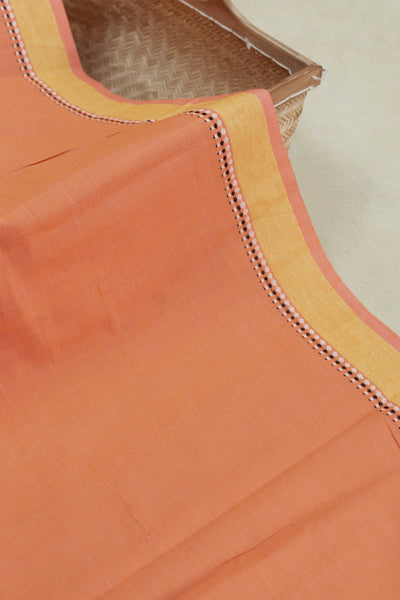 Tiger Orange Handwoven Border Cotton Fabric