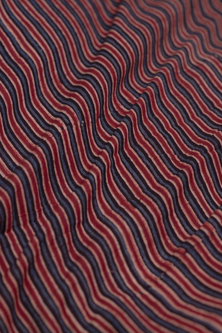 Striped Pattern Ajrak Cotton Fabric