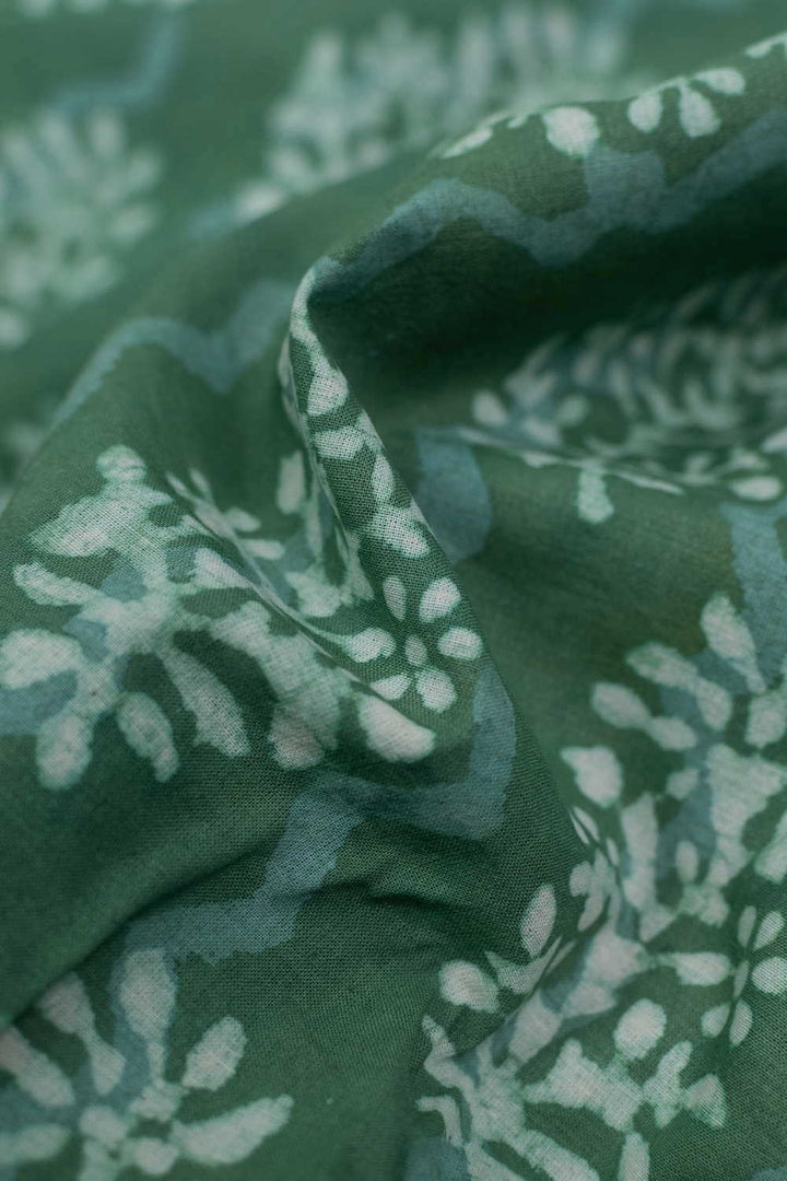 Pickle Green Dabu Cotton Fabric