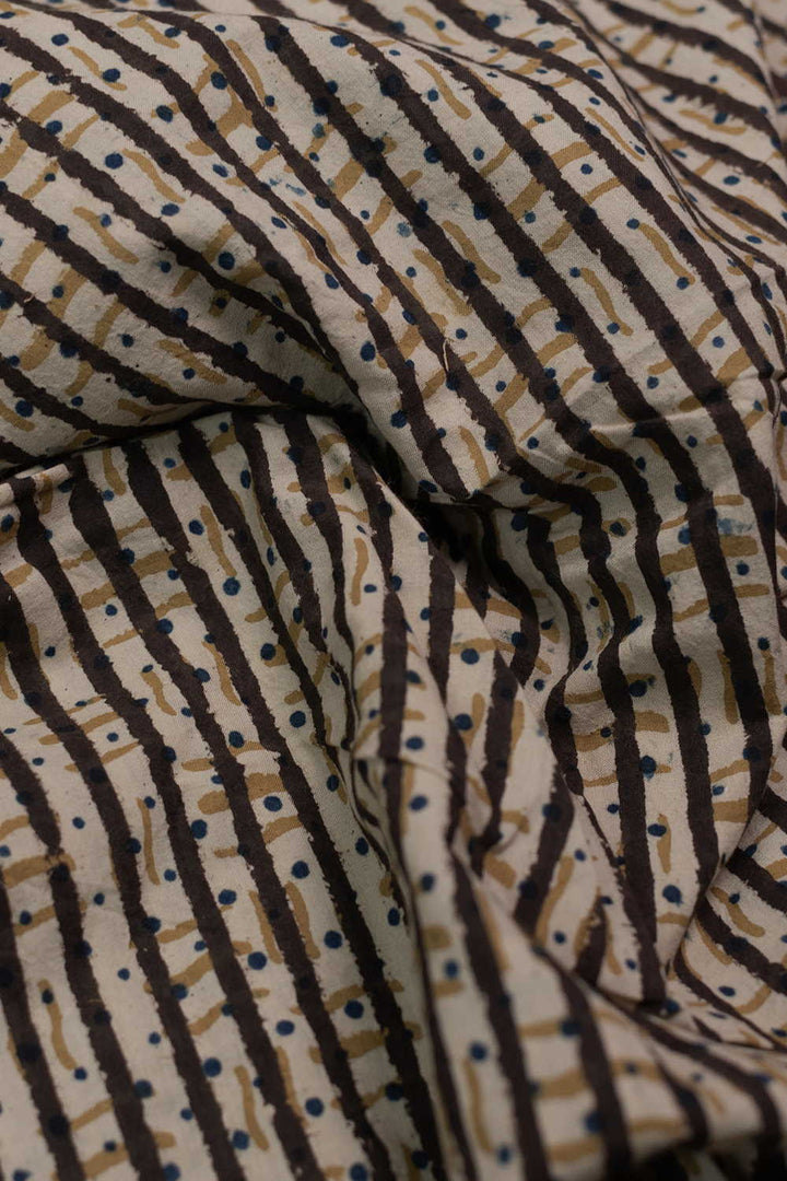 Stripe Pattern Ajrak Cotton Fabric -  0.55m