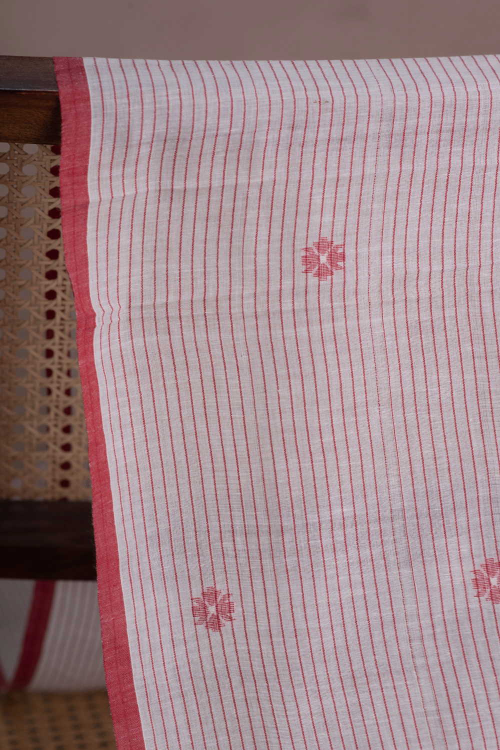 Stripe with Butta Jamdani Cotton Fabric
