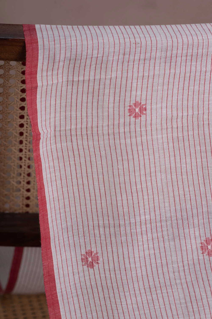 Stripe with Butta Jamdani Cotton Fabric