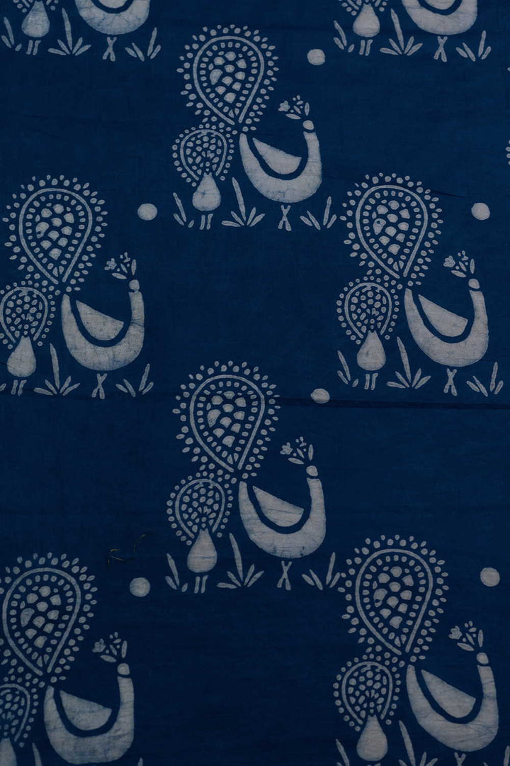 Peacock Tales Dabu Cotton Fabric - 0.5m