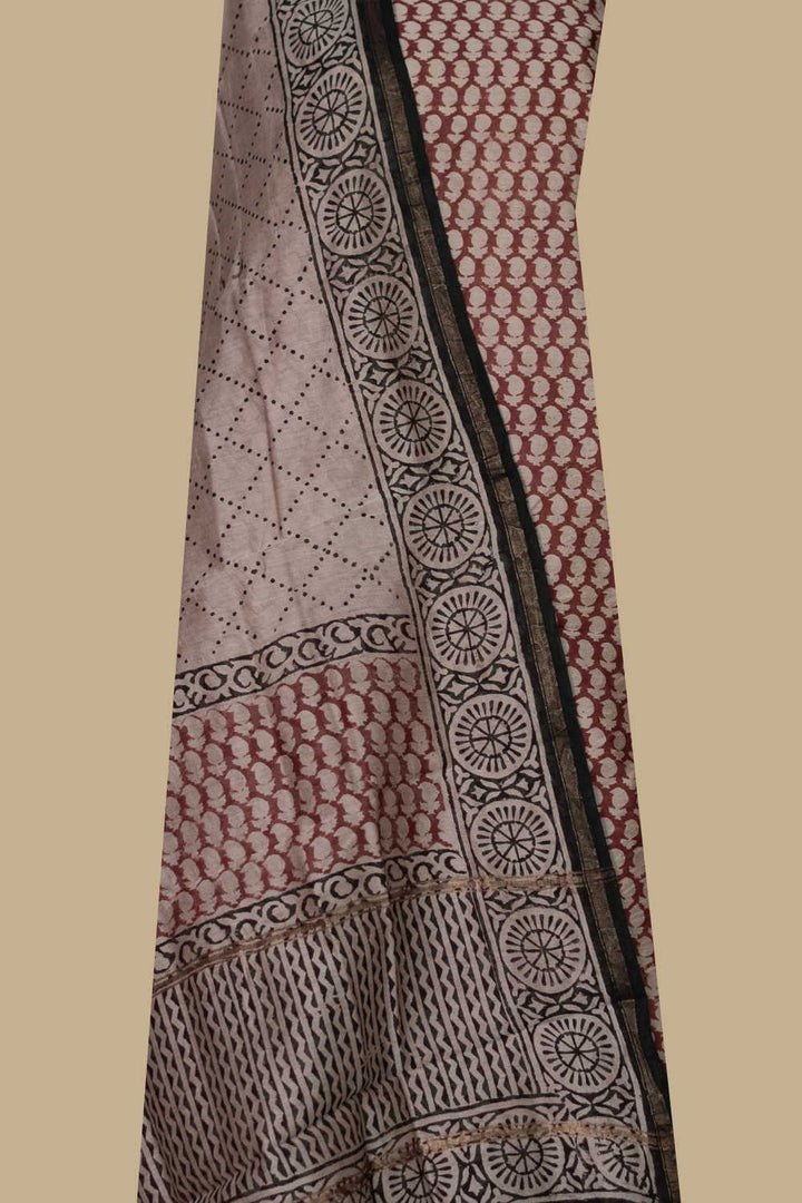 Maroon with Paisley Chanderi Silk Cotton Suit