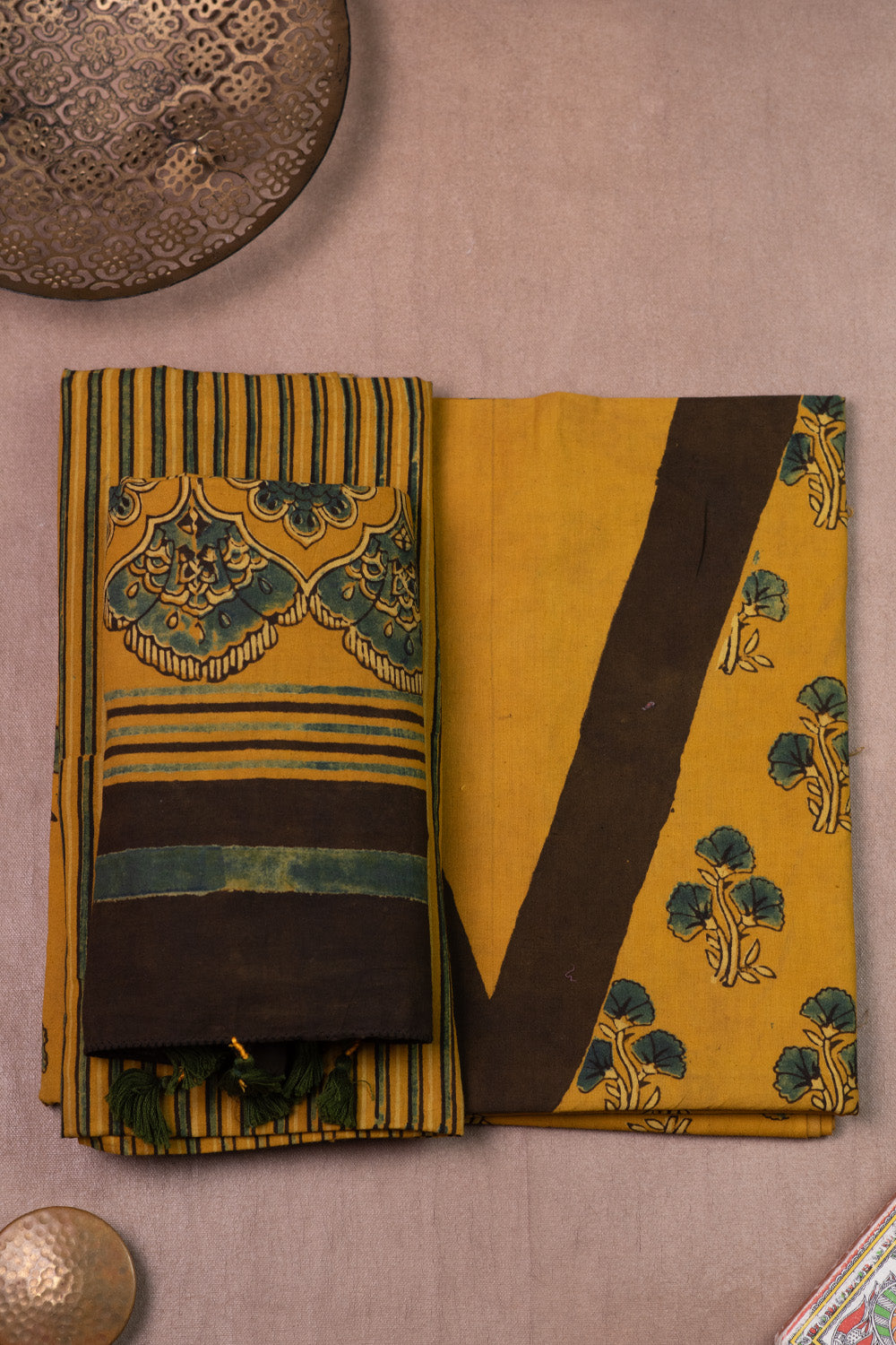 Yellow Ajrak Cotton Suit