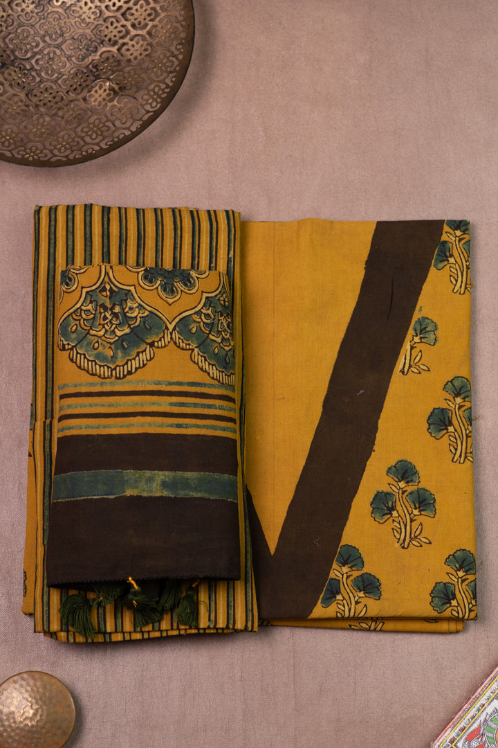 Yellow Ajrak Cotton Suit