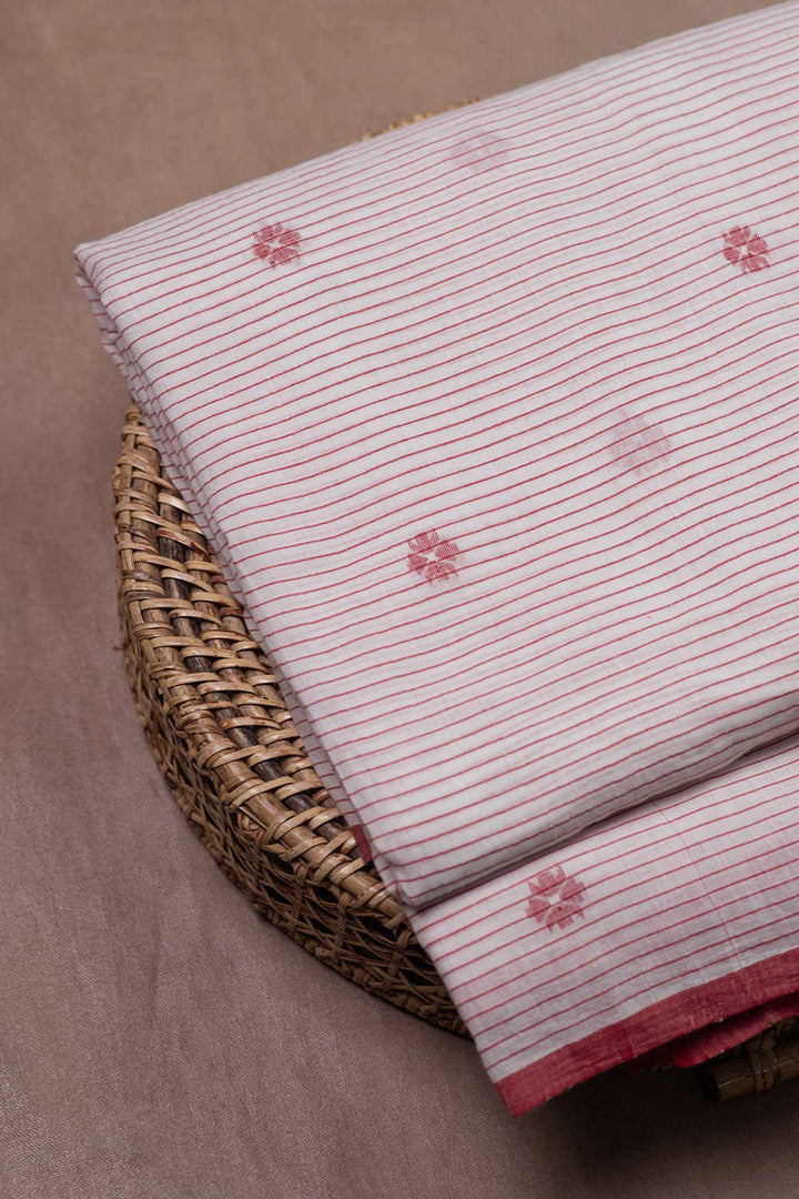 Stripe with Butta Jamdani Cotton Fabric