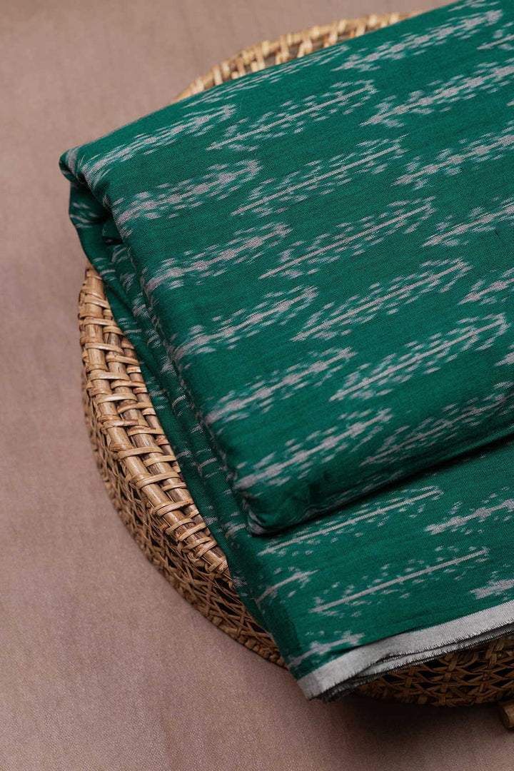 Pattern on Green Ikat Cotton Fabric