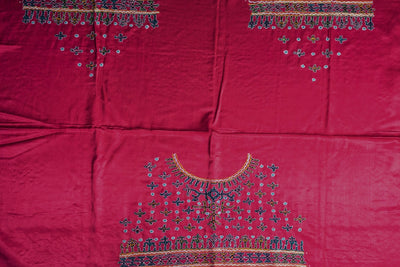 Magenta Pink Kutch Embroidered Mashru Silk Blouse