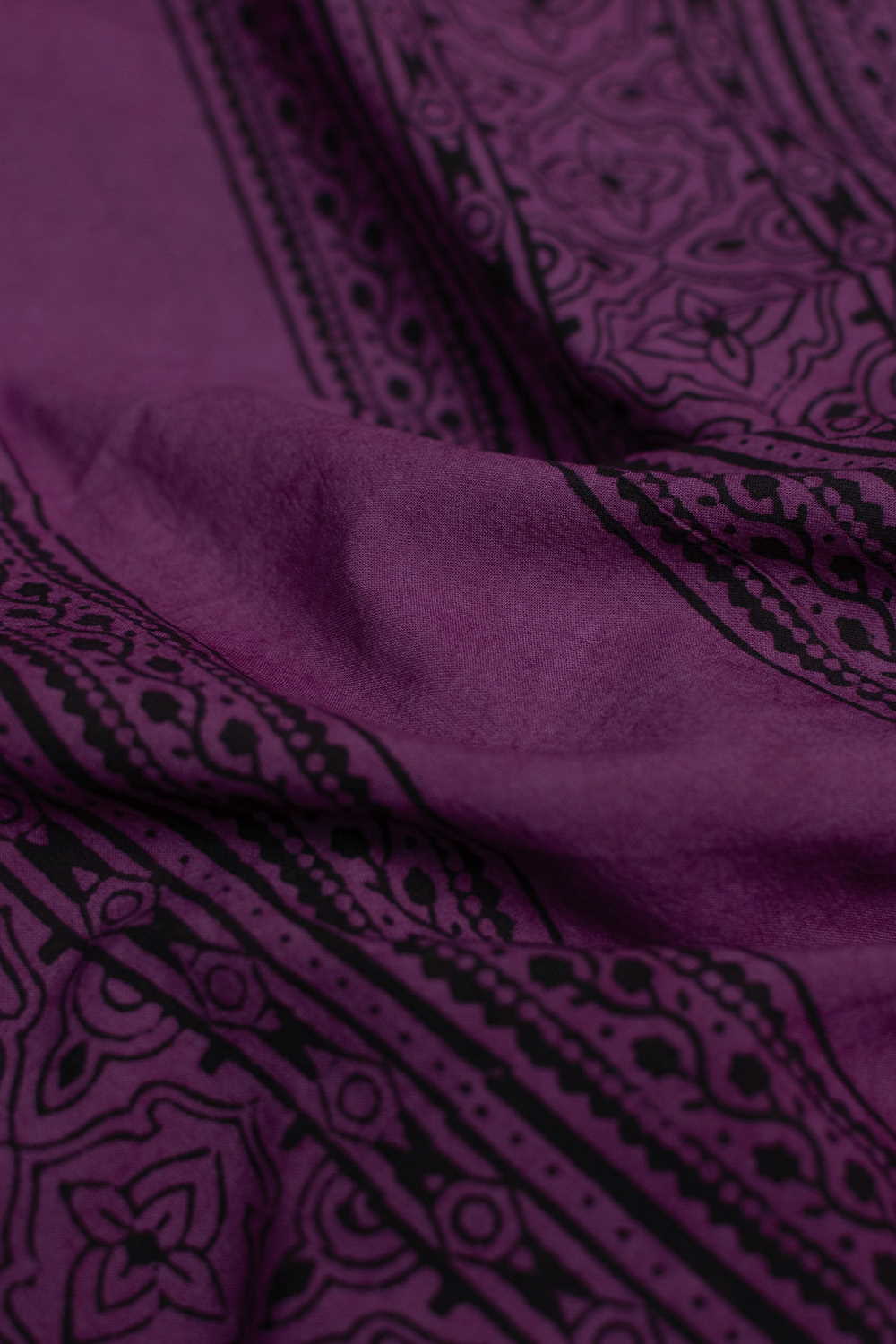 Black Pattern on Purple Bagh Cotton Fabric