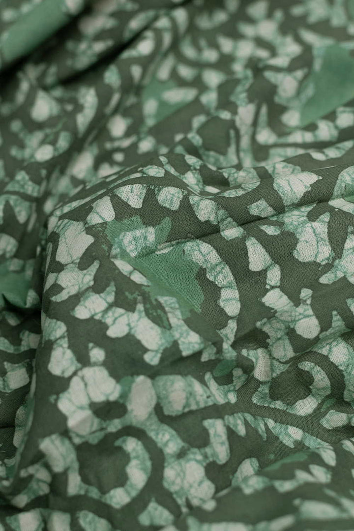 Green Cluster Floral Dabu Cotton Fabric
