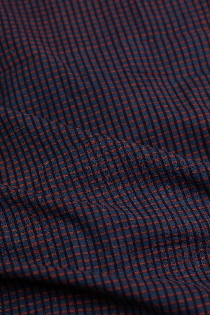 Indigo - Checks Ajrak Cotton Fabricc