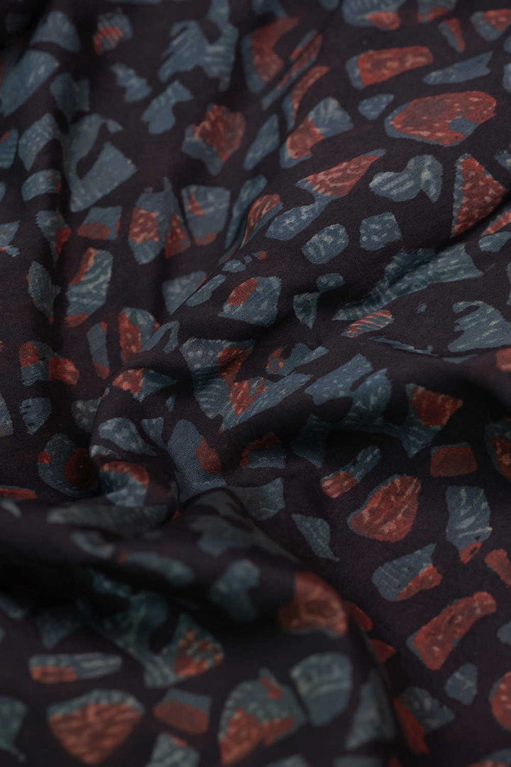Block Printed Silk Cotton Fabric - Matkatus 