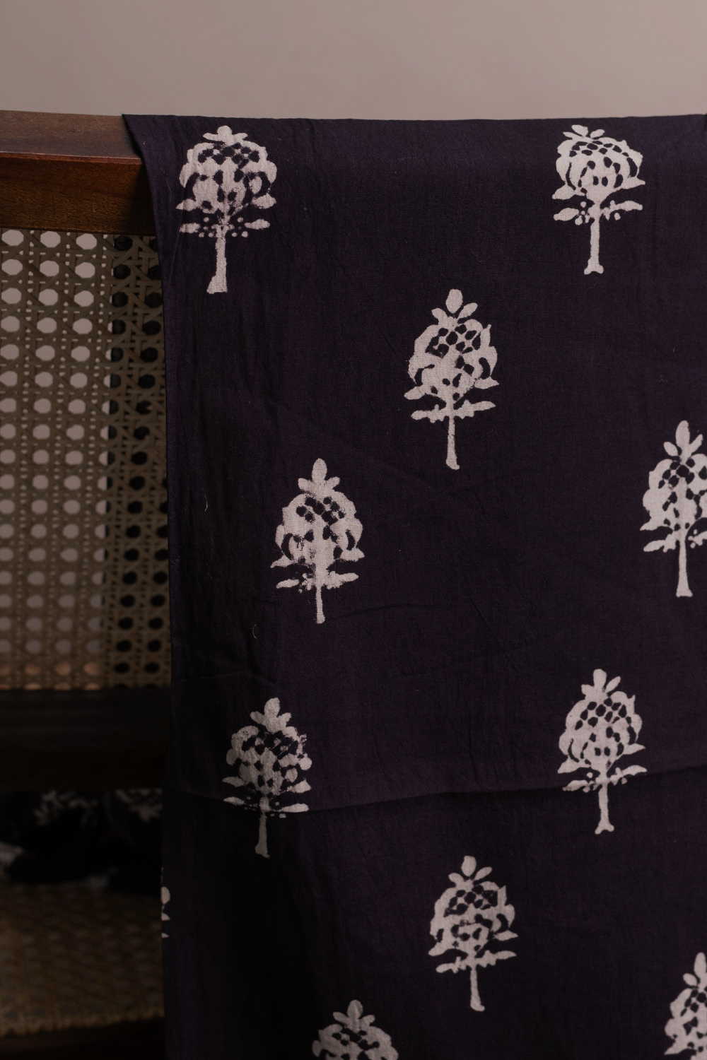 Buttas on Black Ajrak Cotton Fabric - 0.6m