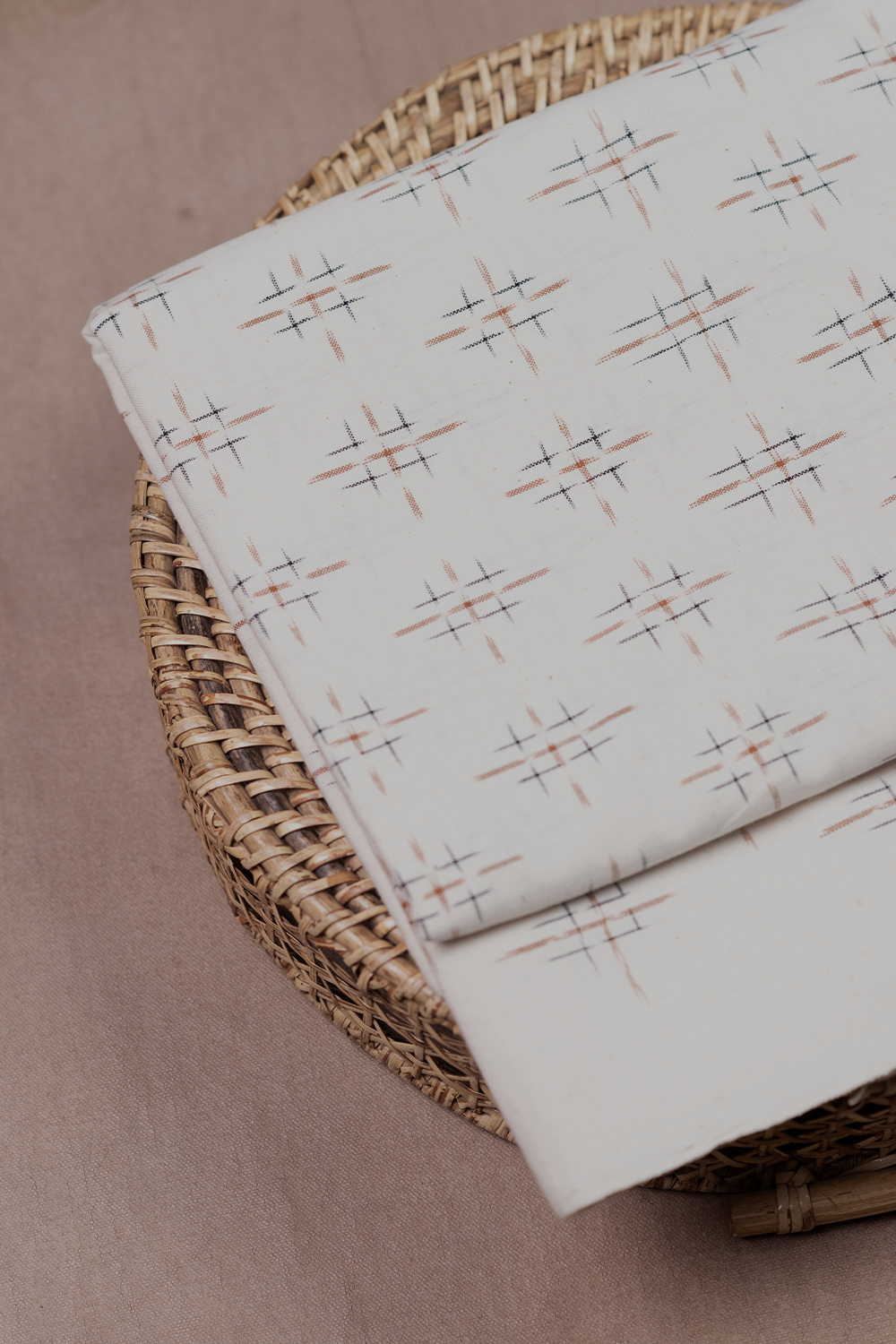 Ivory Cream Ikat Cotton Fabric