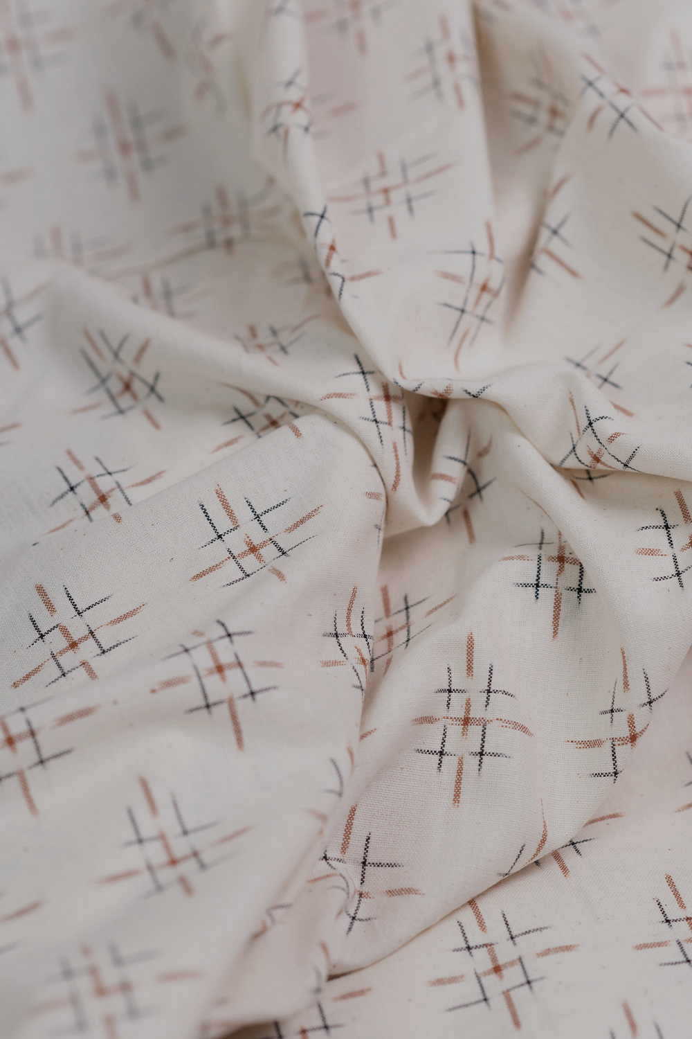 Ivory Cream Ikat Cotton Fabric