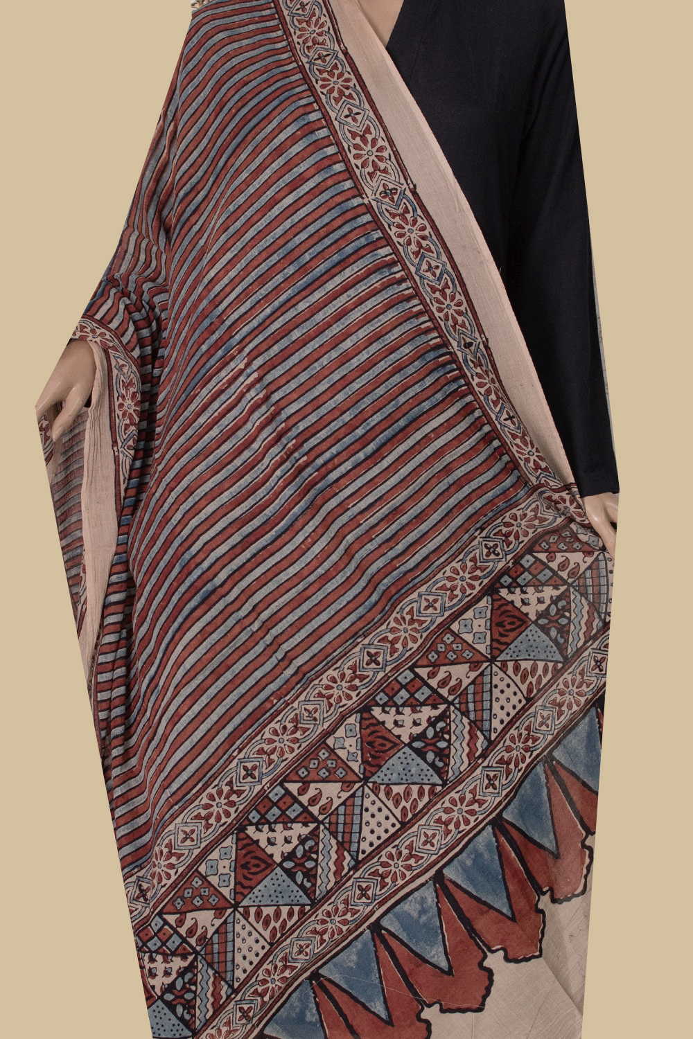 Dupattas - Buy Online Ajrakh Block Printed Cotton Dupatta