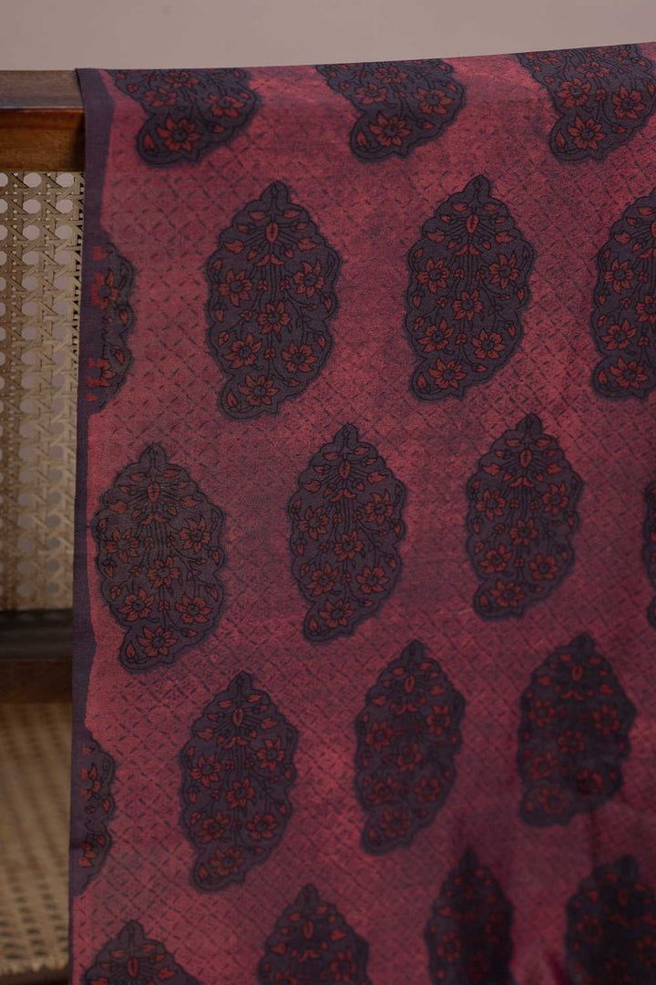 Block Printed Silk Cotton Fabric - Matkatus 
