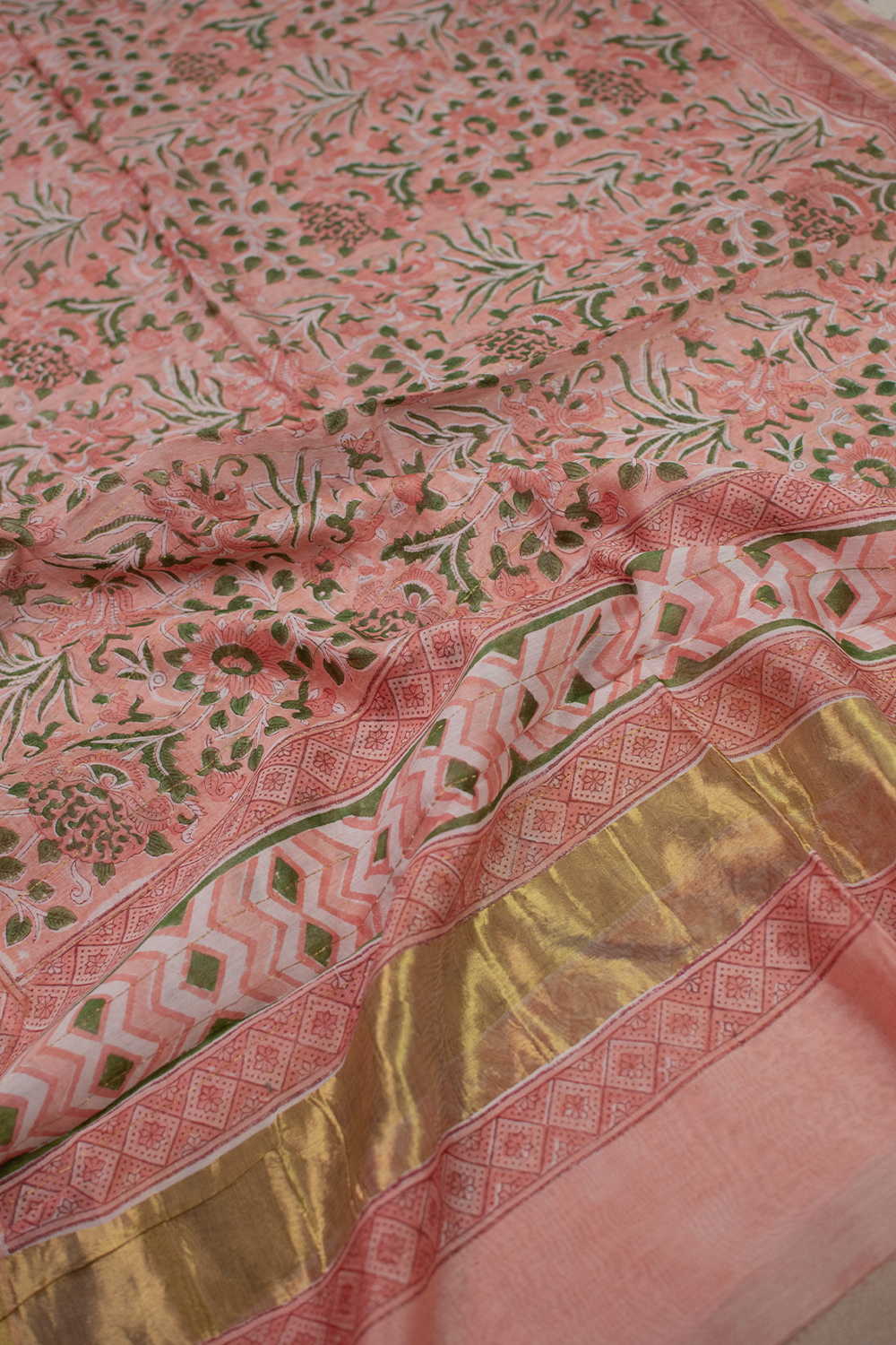 Pech Garden Block Printed Chanderi Dupatta