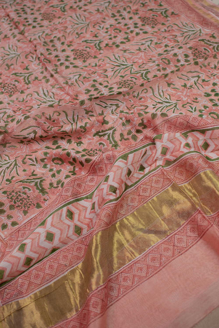 Pech Garden Block Printed Chanderi Dupatta