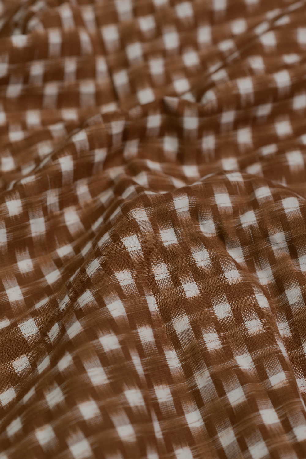 Almond Brown Ikat Cotton Fabric