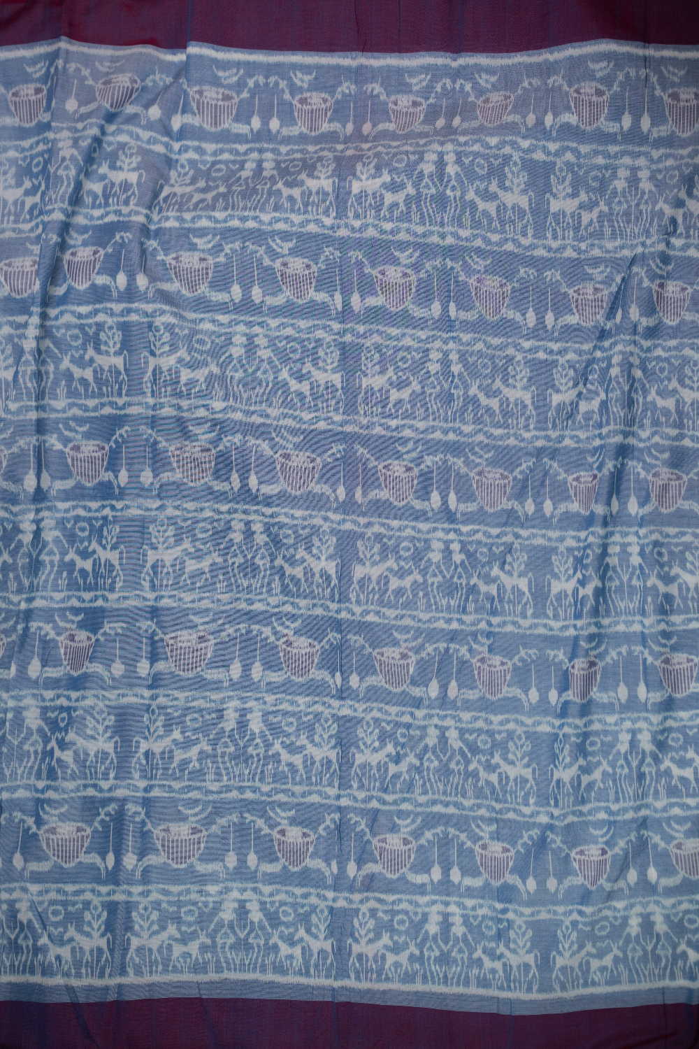 Light Blue Orissa Ikat Cotton Fabric