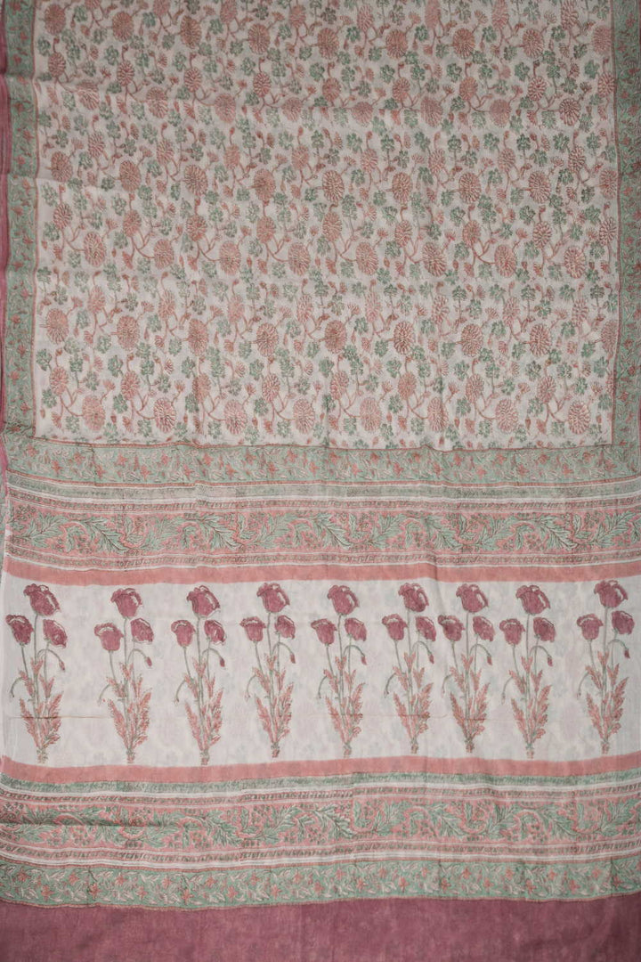 Block Printed Cotton Saree - Matkatus 