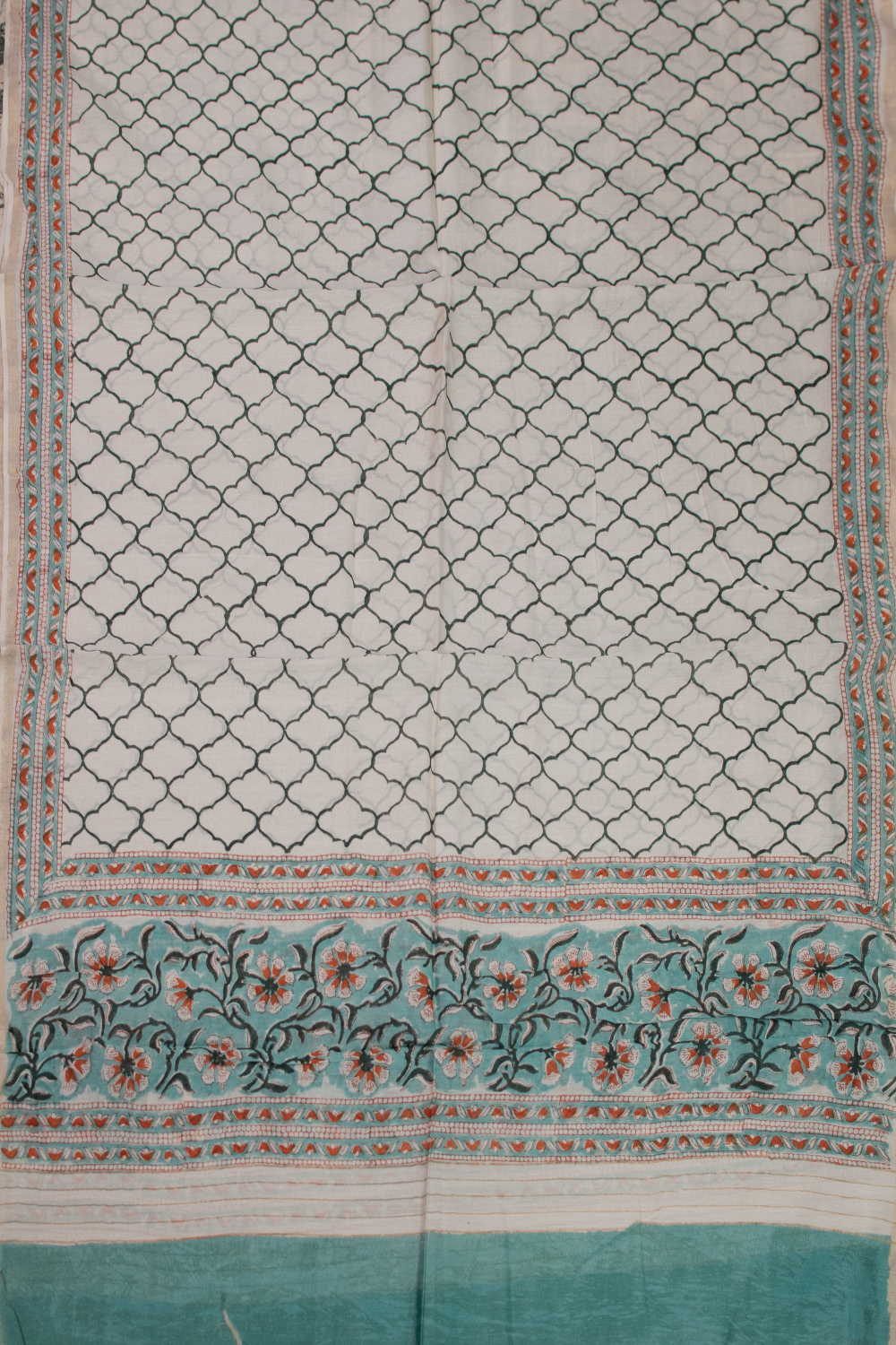 Pattern on Cream Block Printed Chanderi Dupatta