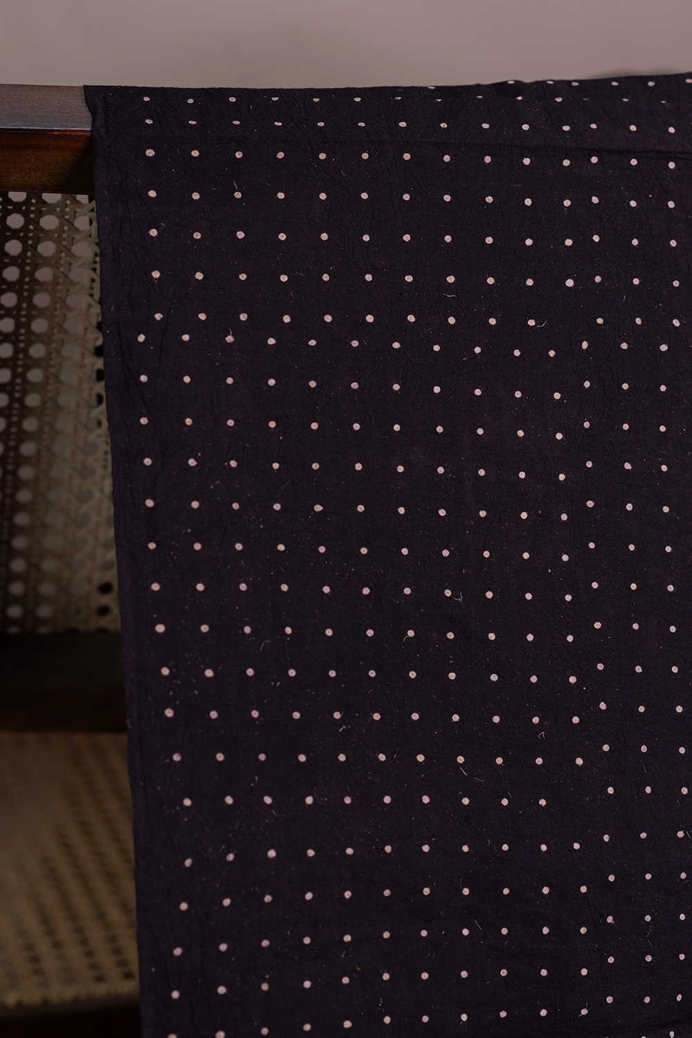 Tiny Dot - Pitch Black Ajrak Cotton Fabric
