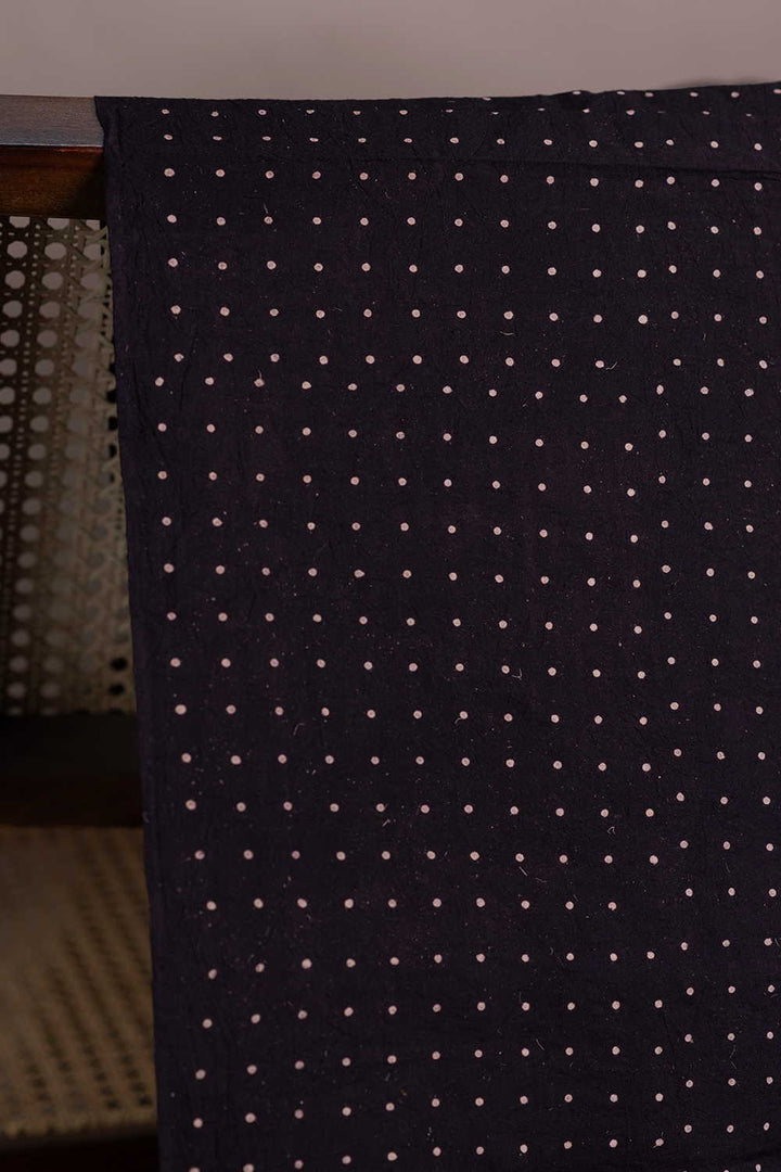 Tiny Dot - Pitch Black Ajrak Cotton Fabric